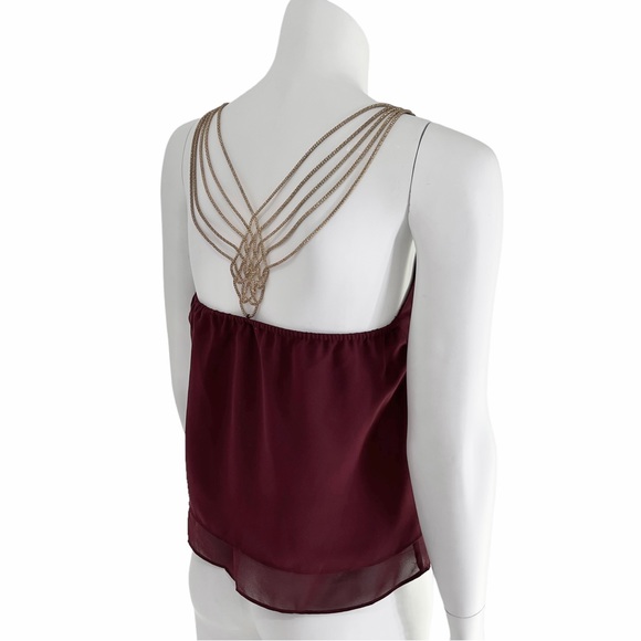 Charlotte Russe Tops - CHARLOTTE RUSSE Burgundy Double Layer Tank Top with Chain Back Straps size XS